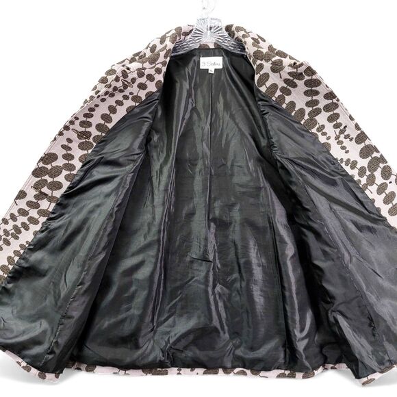 3 Sisters Women’s Sz XL Textured Jacquard Jacket Pinkish Brown Retro Artsy Swing - Picture 8 of 10